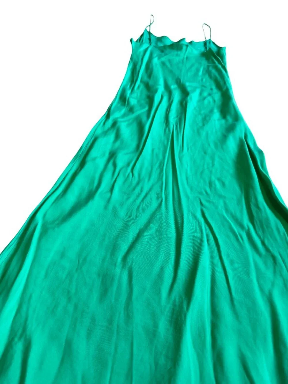 J. Crew Bold Green Midi Dress Spaghetti Strap Flowy Wedding Party Size 6 Women's